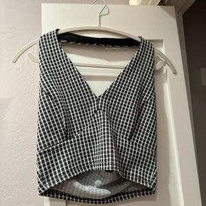 Stylish Black and White Houndstooth Women's Top
